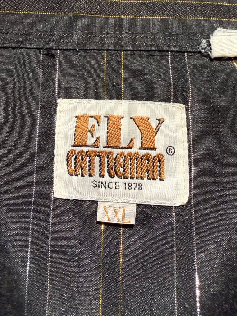 Ely Cattleman Mens Shirt XXL Black/ Metallic Stripes Pearl Snap Western Dress - Picture 7 of 7